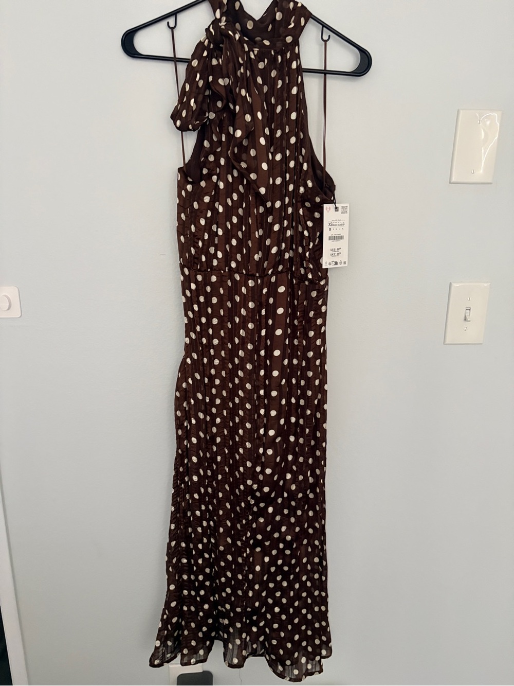 Zara Brown Polka Dot Halter Midi Dress - Picture 11 of 12